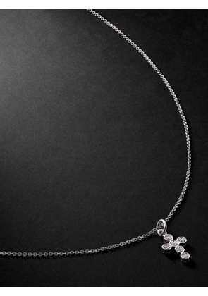 KOLOURS JEWELRY - Hexagon Cross Mini White Gold Diamond Necklace - Men - Silver