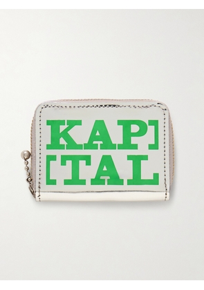 KAPITAL - Thumbs-Up Mini Logo-Print Metallic Leather Zip-Around Wallet - Men - Green