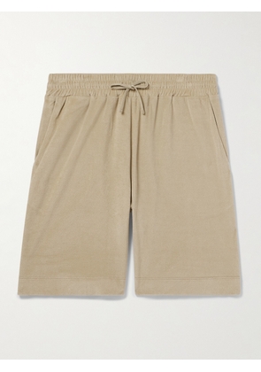 Loro Piana - Straight-Leg Cotton and Silk-Blend Chenille Drawstring Bermuda Shorts - Men - Neutrals - S