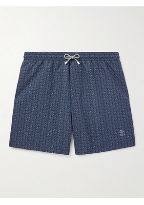 Brunello Cucinelli - Straight-Leg Mid-Length Printed Swim Shorts - Men - Blue - XS