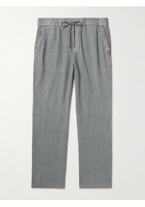 James Perse - Straight-Leg Garment-Dyed Linen Drawstring Trousers - Men - Gray - 1