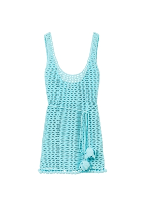 Burberry Ladies Bright Topaz Blue Crochet Mini Dress