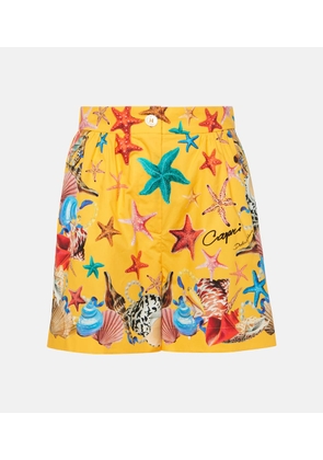 Dolce&Gabbana Capri printed high-rise cotton shorts