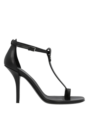 Burberry Black Leather Stefanie T-Strap Stiletto Sandals