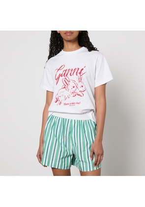 Ganni Bunnies Relaxed Cotton-Jersey T-Shirt - S