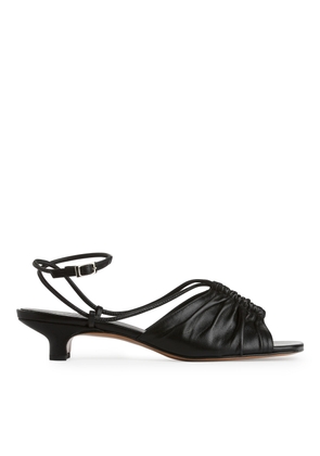Heeled Leather Sandals - Black