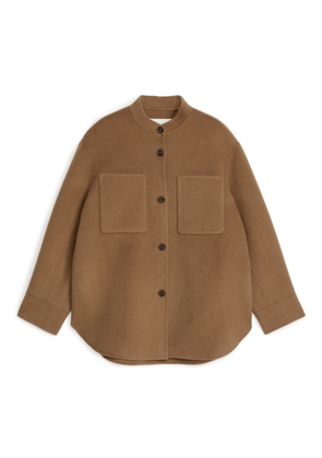 Double-Face Wool Overshirt - Beige