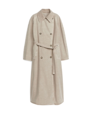 Garment-Dyed Trench Coat - Grey
