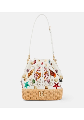 Dolce&Gabbana Capri DG raffia-trimmed canvas bucket bag