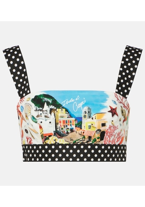Dolce&Gabbana Capri polka-dot printed cotton bra top