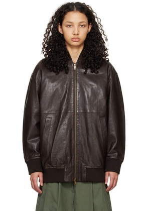Weekend Max Mara Brown Cursore Leather Jacket