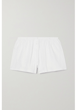 Cou Cou - Pointelle-knit Organic Cotton Shorts - White - xx small,x small,small,medium,large,x large,xx large