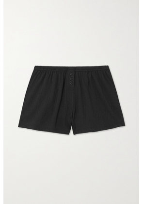 Cou Cou - Pointelle-knit Organic Cotton Shorts - Black - xx small,x small,small,medium,large,x large,xx large