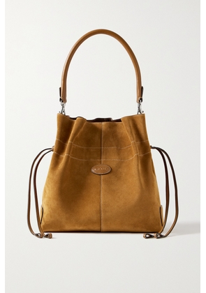 Tod's - Leather-trimmed Suede Bucket Bag - Brown - One size