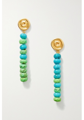 Fry Powers - Electric 14-karat Gold Turquoise Earrings - Multi - One size