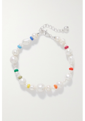 Fry Powers - Coco Silver, Pearl And Enamel Anklet - Multi - One size