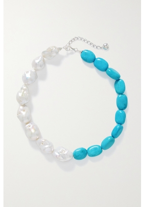 Fry Powers - Silver, Turquoise And Pearl Necklace - Blue - One size