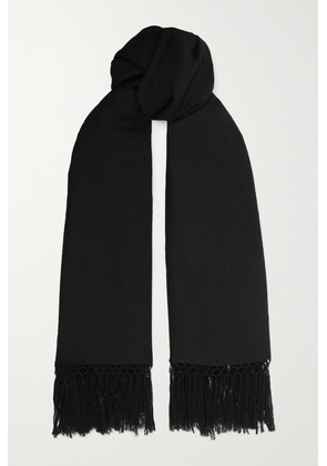 The Row - Alala Fringed Wool And Cashmere-blend Scarf - Black - One size
