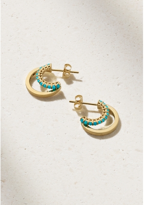 Jennifer Meyer - Mini Double 18-karat Gold Turquoise Hoop Earrings - One size