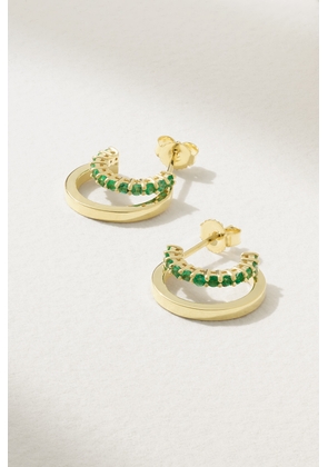 Jennifer Meyer - Mini Double 18-karat Gold Emerald Hoop Earrings - One size