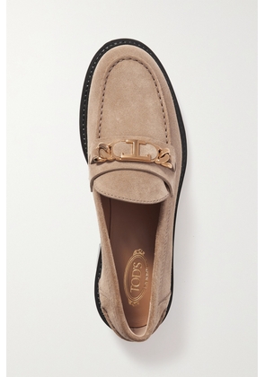 Tod's - Embellished Suede Loafers - Brown - IT34.5,IT35,IT36,IT36.5,IT37,IT37.5,IT38,IT38.5,IT39,IT39.5,IT40,IT40.5,IT41,IT41.5,IT42