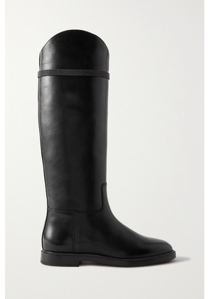 Brunello Cucinelli - Bead-embellished Leather Knee Boots - Black - IT35,IT36,IT37,IT38,IT38.5,IT39,IT39.5,IT40