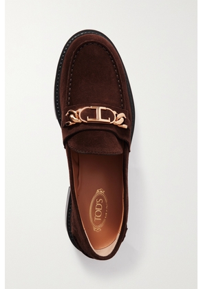 Tod's - Embellished Suede Loafers - Brown - IT34,IT34.5,IT35,IT36,IT36.5,IT37,IT37.5,IT38,IT38.5,IT39,IT39.5,IT40,IT40.5,IT41,IT41.5,IT42