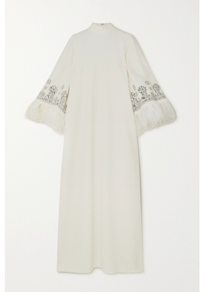 Andrew Gn - Feather And Crystal-embellished Crepe Gown - Off-white - FR34,FR36,FR38,FR40,FR42,FR44,FR46
