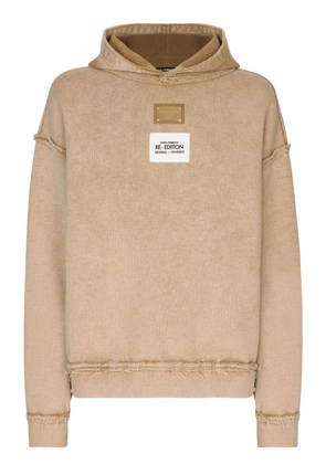 Dolce & Gabbana logo-patch long-sleeved hoodie - Neutrals