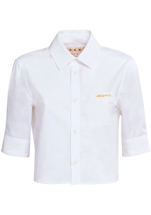 Marni logo-embroidered cropped shirt - White