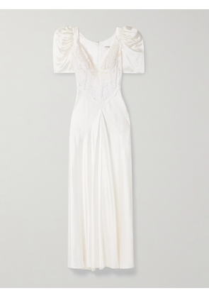 Rodarte - Lace-trimmed Silk-satin Gown - Off-white - US0,US2,US4,US6,US8