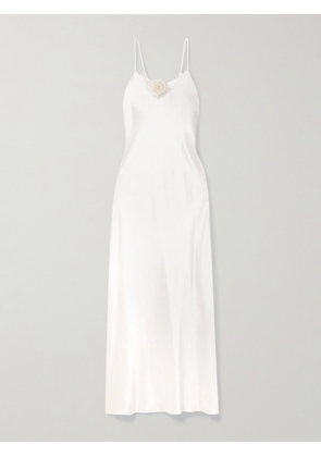 Rodarte - Embellished Silk-satin Midi Dress - Off-white - US0,US2,US4,US6,US8,US10