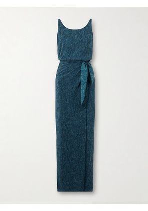 Cortana - Malena Wrap-effect Printed Silk-crepe Maxi Dress - Blue - FR36,FR38,FR40,FR42,FR44
