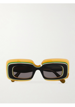Loewe - Layered Rectangle-frame Acetate Sunglasses - Black - One size