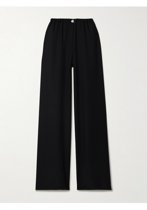 SARA CRISTINA - Playa Pearl-embellished Recycled-crepe Wide-leg Pants - Black - x small,small,medium,large,x large
