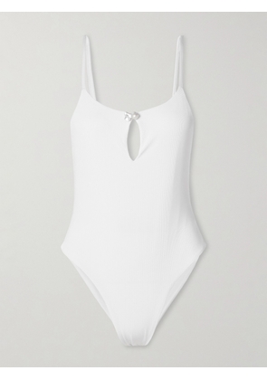 SARA CRISTINA - Pearl-embellished Cutout Swimsuit - White - x small,small,medium,large,x large