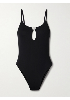 SARA CRISTINA - Pearl-embellished Cutout Swimsuit - Black - x small,small,medium,large,x large