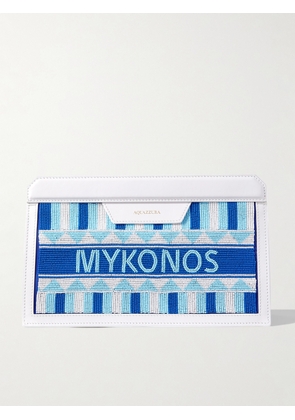Aquazzura - Mykonos Beaded Leather Clutch - White - One size