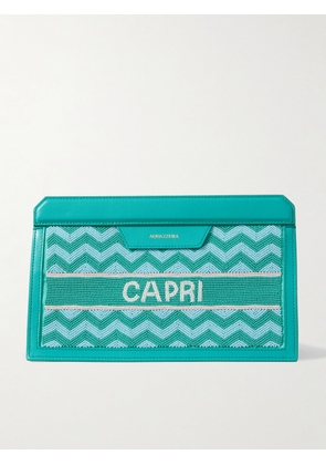 Aquazzura - Capri Beaded Leather Clutch - Blue - One size