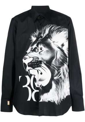 Billionaire lion-print long-sleeve shirt - Black