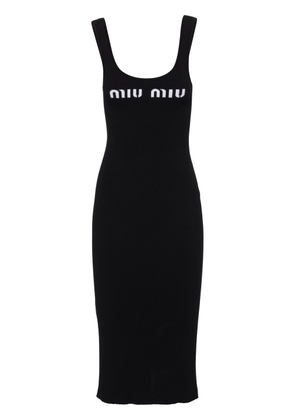 Miu Miu logo-print open-back dress - Black