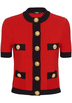 Balmain short-sleeve cropped cardigan - Red