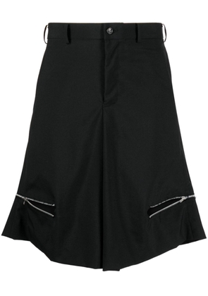 Black Comme Des Garçons zip-detail wide-leg wool shorts
