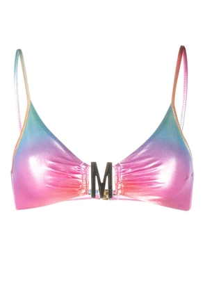 Moschino gradient-effect logo-plaque bikini top - Pink