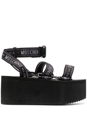 Moschino logo-strap flatform sandals - Black