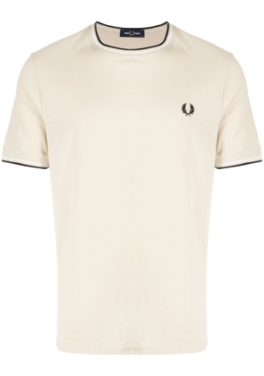 Fred Perry logo-embroidered cotton T-shirt - Neutrals