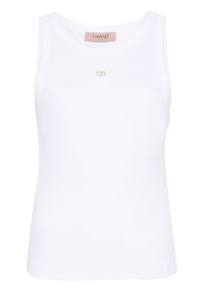 TWINSET cut out-detail ribbed top - White