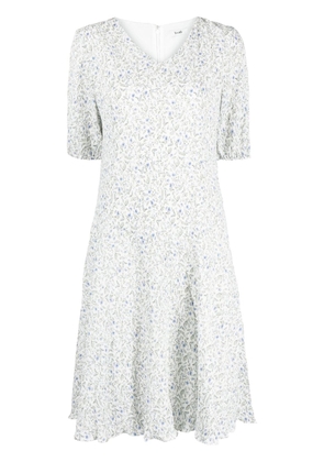 b+ab floral-print pleated midi dress - White