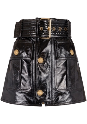 Balmain belted leather miniskirt - Black