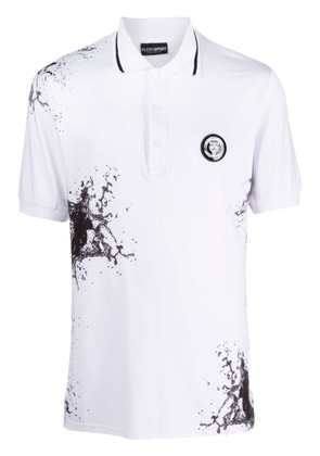 Plein Sport Splash-print cotton polo shirt - White
